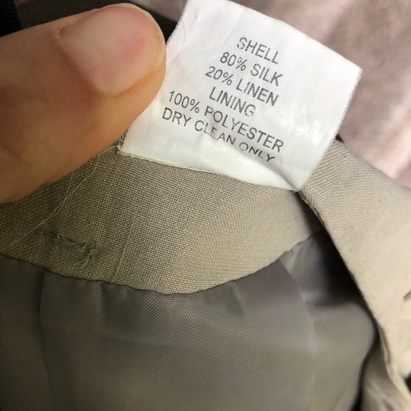 TAILOR B.Moss Women’s Silk Linen Tan Faux Wrap Mini Skirt Size 6 - Picture 11 of 15